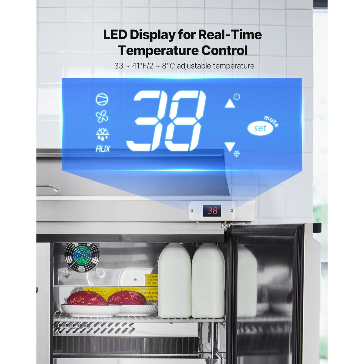 48"W Commercial Refrigerator, 12.5 Cu. Ft Sandwich Prep Refrigerated Table, Mega Top Food Prep Fridge with 12 Pans and Cutting Board, Stainless Steel Salad Prep Cooler for Restaurant, Food Truck