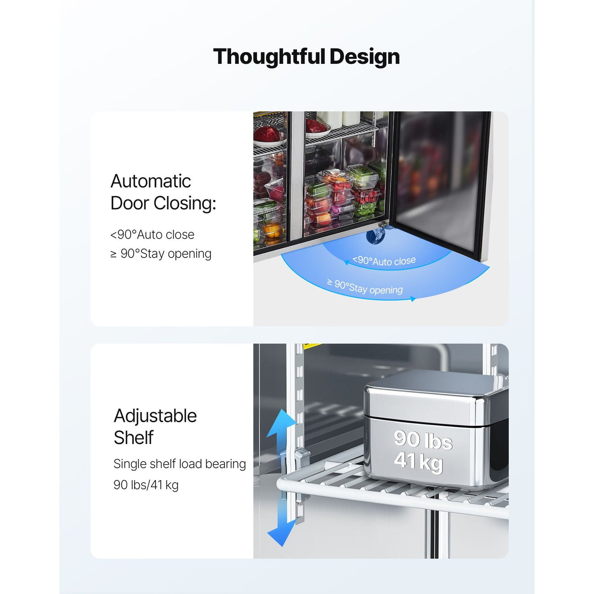 48"W Commercial Refrigerator, 12.5 Cu. Ft Sandwich Prep Refrigerated Table, Mega Top Food Prep Fridge with 18 Pans and Cutting Board, Stainless Steel Salad Prep Cooler for Restaurant, Food Truck