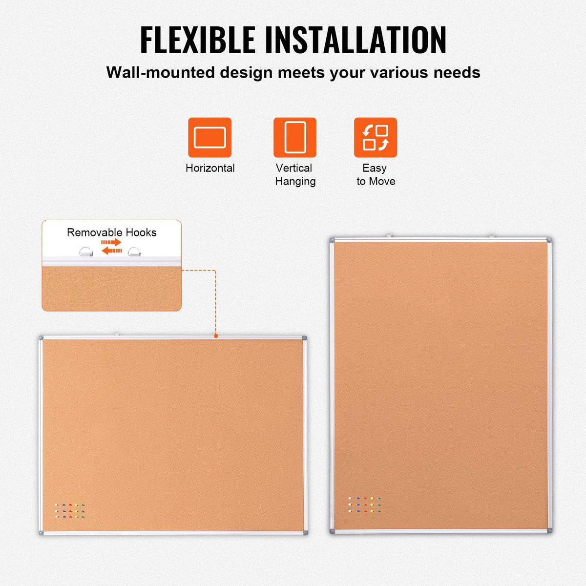 48"x36" Large Cork Board – Wall-Mounted Bulletin Board with Pin Board – Perfect for School, Home, Office