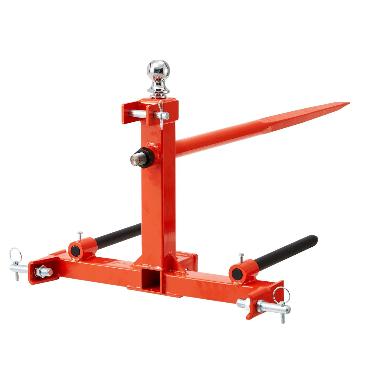 49" Hay Spear, Bale Spears 1600lbs Loading Capacity, Three-Point Hitch Tractor Attachment with 2pcs 17.5" Stabilizer Spears, Quick Attach Spike Forks