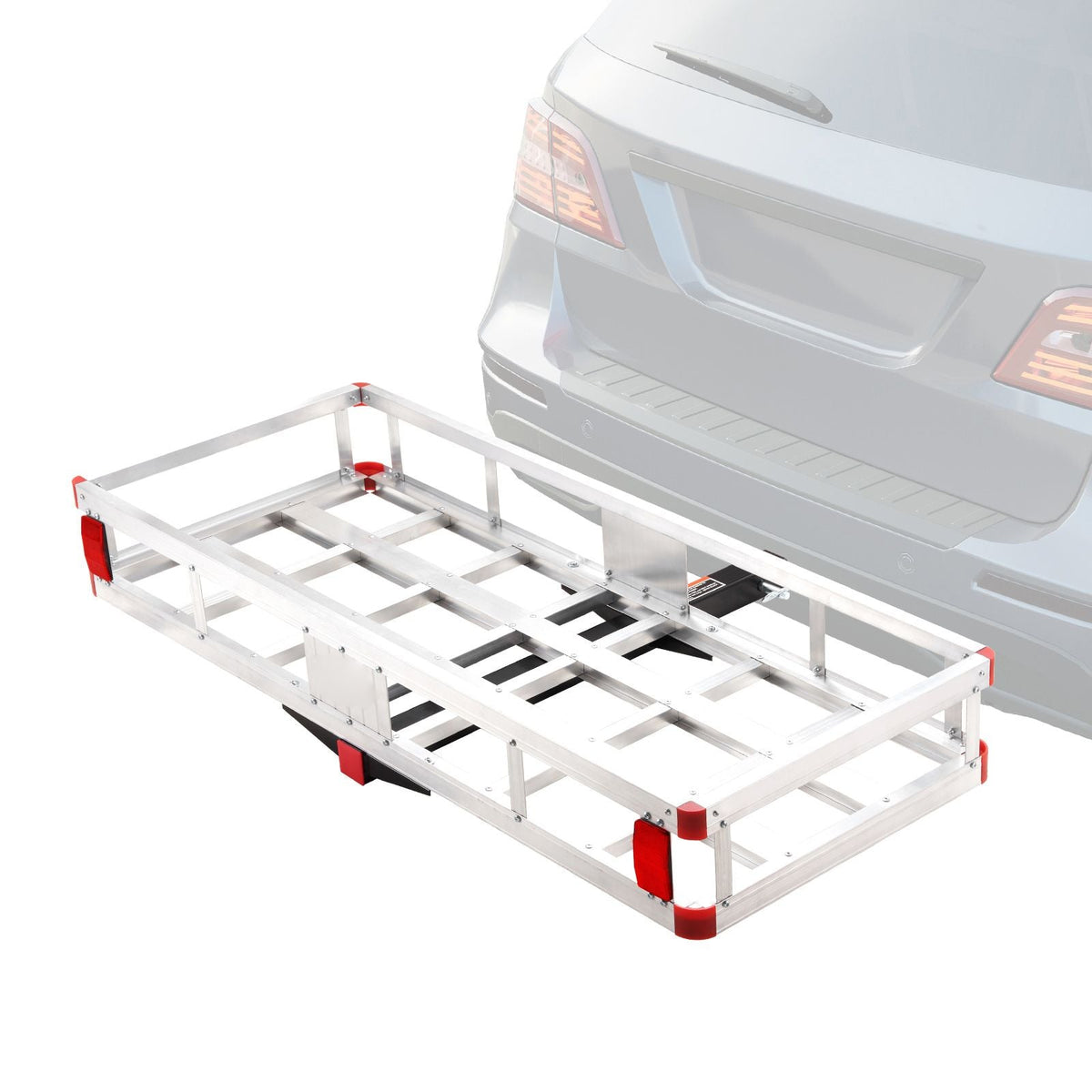 49.4 x 22.4 x 7.1 in Hitch Cargo Carrier, 500lbs Loading Capacity Trailer Hitch Mounted Cargo Basket, Rust-proof Aluminum Luggage Carrier Rack Fits 2" Hitch Receiver for SUV Truck Pickup Camping