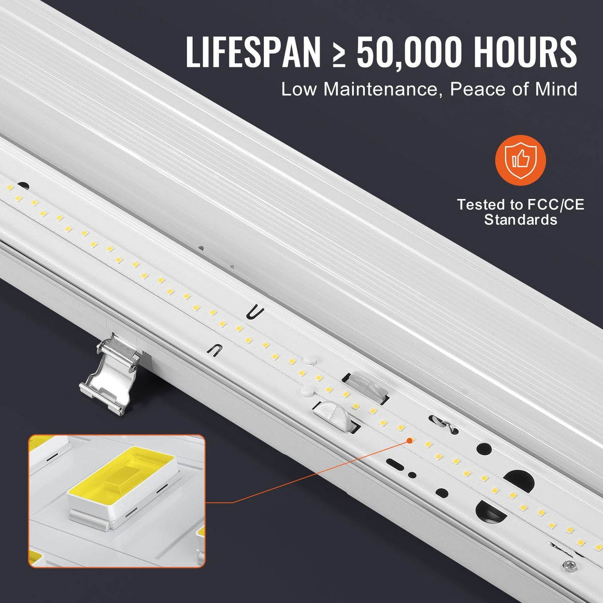 4FT LED Vapor Tight Light, 60W/50W/40W Selectable, 5000K Vapor Proof Light Fixture with 5400/6400/7400LM Adjustable, IP65 Waterproof for Parking Lot Warehouse Walk-In Freezer Car Wash, 4-Pack