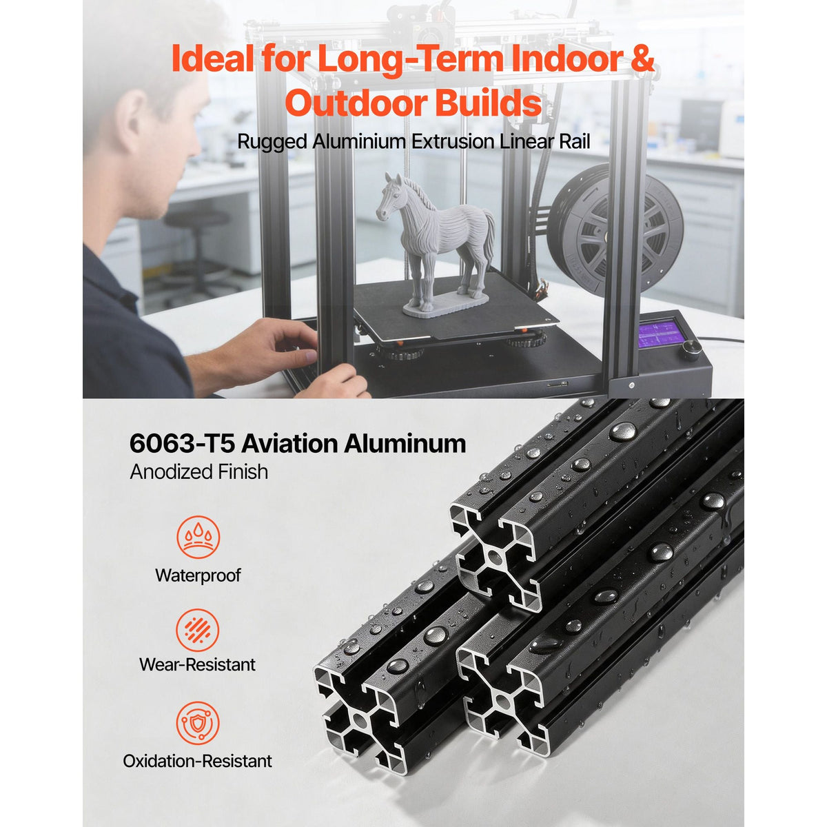 4PCS 4040 Aluminum Extrusion Profile, 15.75 Inch 400 mm, T Slot European Standard Anodized Linear Rail, High-Strength Extruded Aluminum Rail, for 3D Printer Parts and CNC DIY Workbench, Black