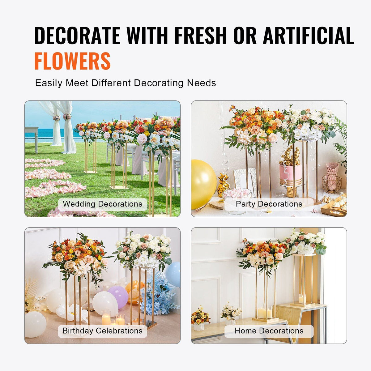 4PCS Gold Metal Column Wedding Flower Stand, 23.6inch High With Metal Laminate, Vase Geometric Centerpiece Stands, Cylindrical Floral Display Rack for Events Reception, Party Road Leads