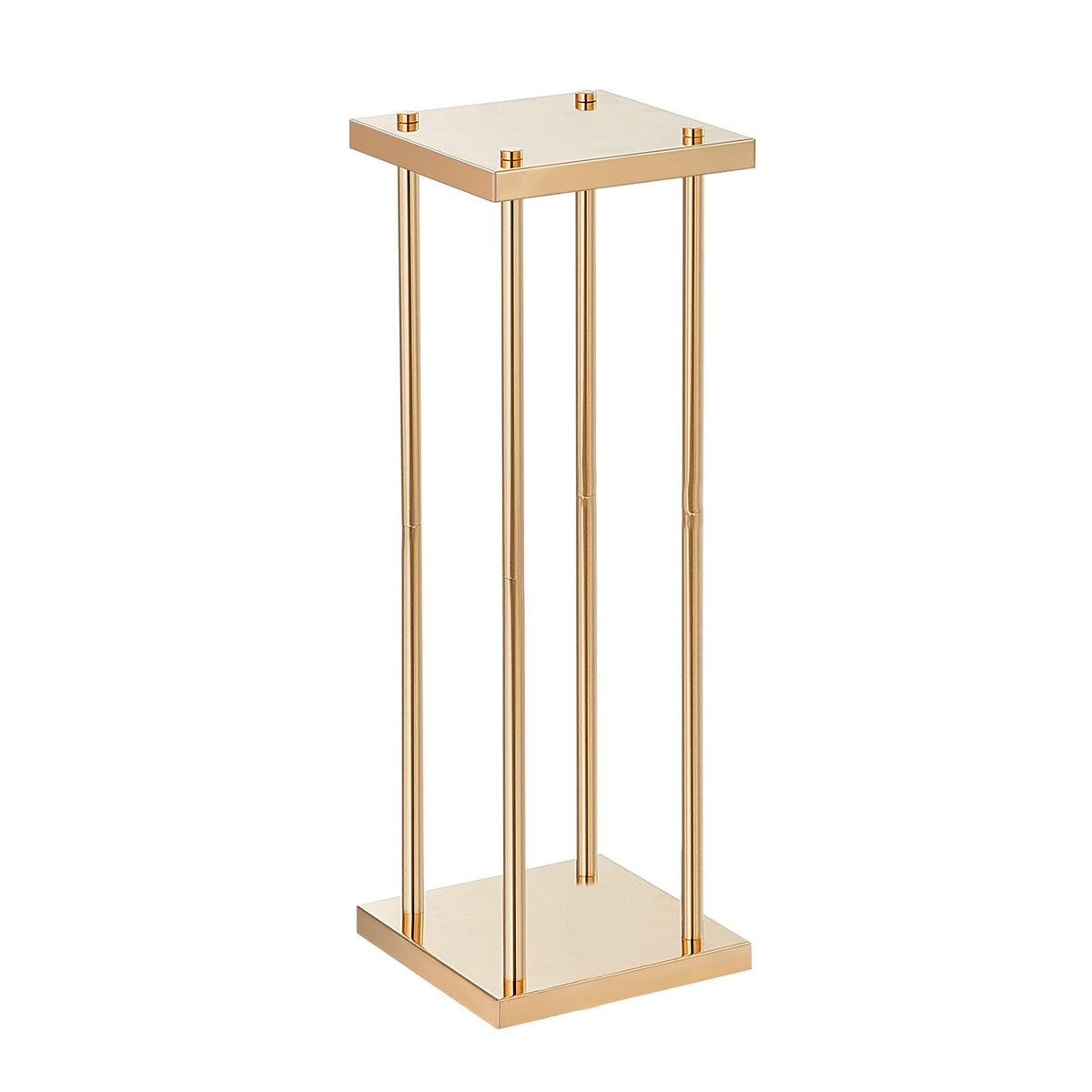 4PCS Gold Metal Column Wedding Flower Stand, 31.5inch High With Metal Laminate, Vase Geometric Centerpiece Stands, Cylindrical Floral Display Rack for Events Reception, Party Road Leads