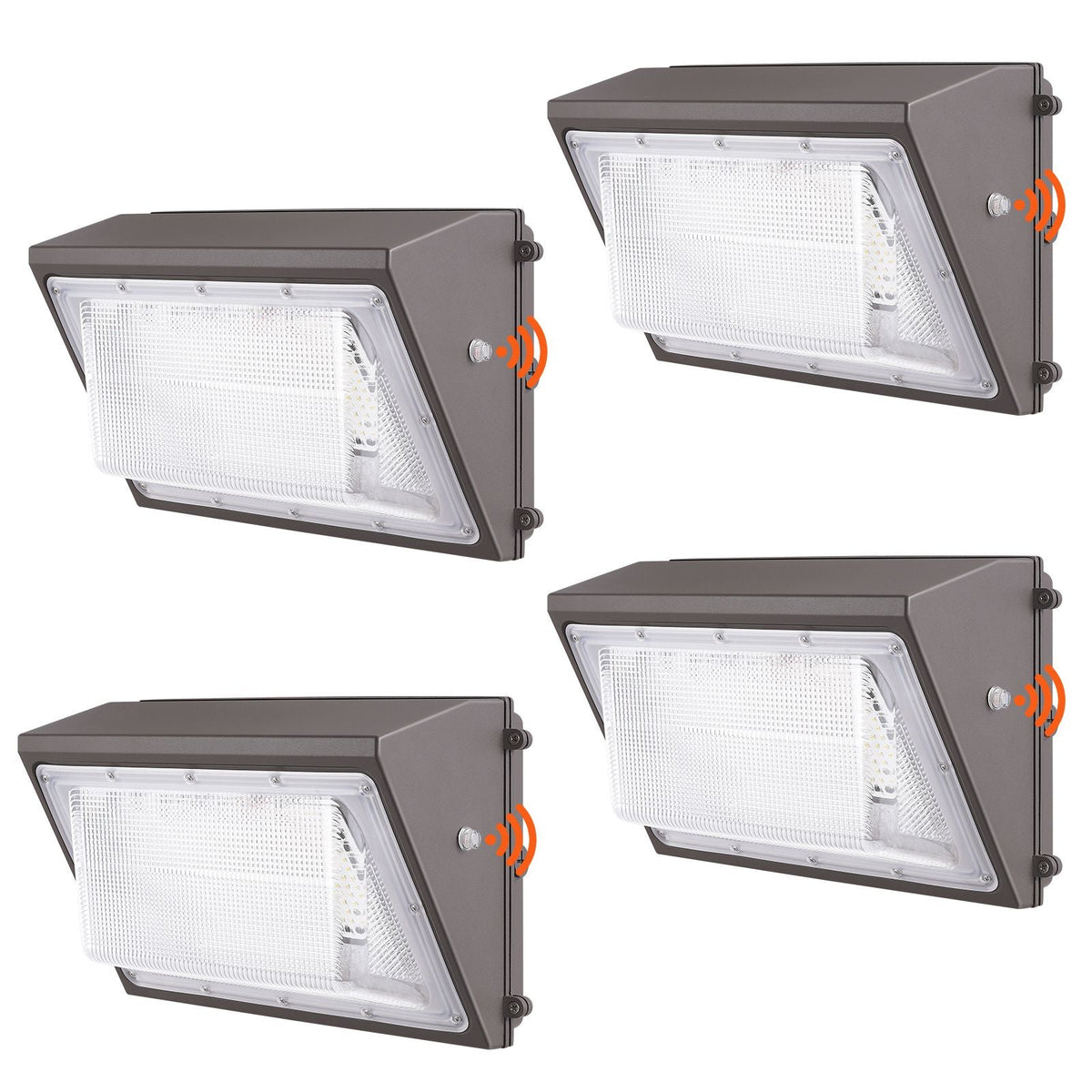 4PCs LED Wall Pack Lights, 120W 11000LM, 5000K Commercial Outdoor Lights Security Lighting Fixture, with Intelligent Light Sensing 240 LED beads Energy Saving for Garages Yards, IP65 Waterproof