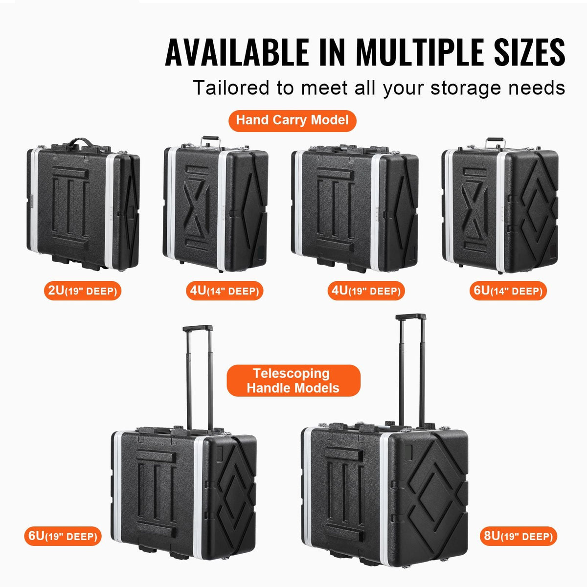 4U Rack Case, Standard 14 in Depth, Server Rack Cabinet with ABS Construction Handle Heavy-Duty Twist Butterfly Latches, Detachable Front & Back Panels, for Amps, Mixers, Microphone Receivers