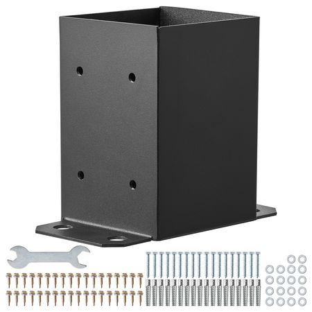 4x4 Post Base 4 Pcs, Inner Size 3.6"x3.6" Post Base Brackets, Heavy Duty Powder-Coated Post Anchor Matte Black Wood Post Brackets for Pavilion Deck Railing Support Deck Base Plate