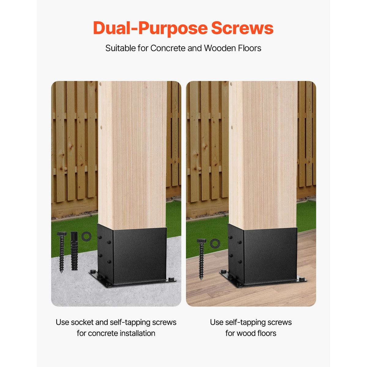 4x4 Post Base 8 Pcs, Inner Size 3.6x3.6 inch / 92x92 mm Post Brackets, Heavy Duty Carbon Steel Decking Posts, Wood Posts Brackets for Pavilion Deck Railing Support Deck Base Plate, Black