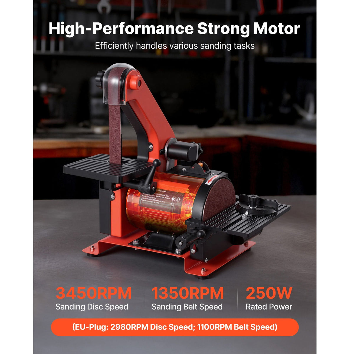 5" Disc Sander & 1" x 30" Belt Sander, 250W Benchtop Belt Disc Sanders Combo with 0 - 45° Adjustable Worktable & Dust Collection Ports for Woodworking, Furniture Refinishing, DIY Crafting