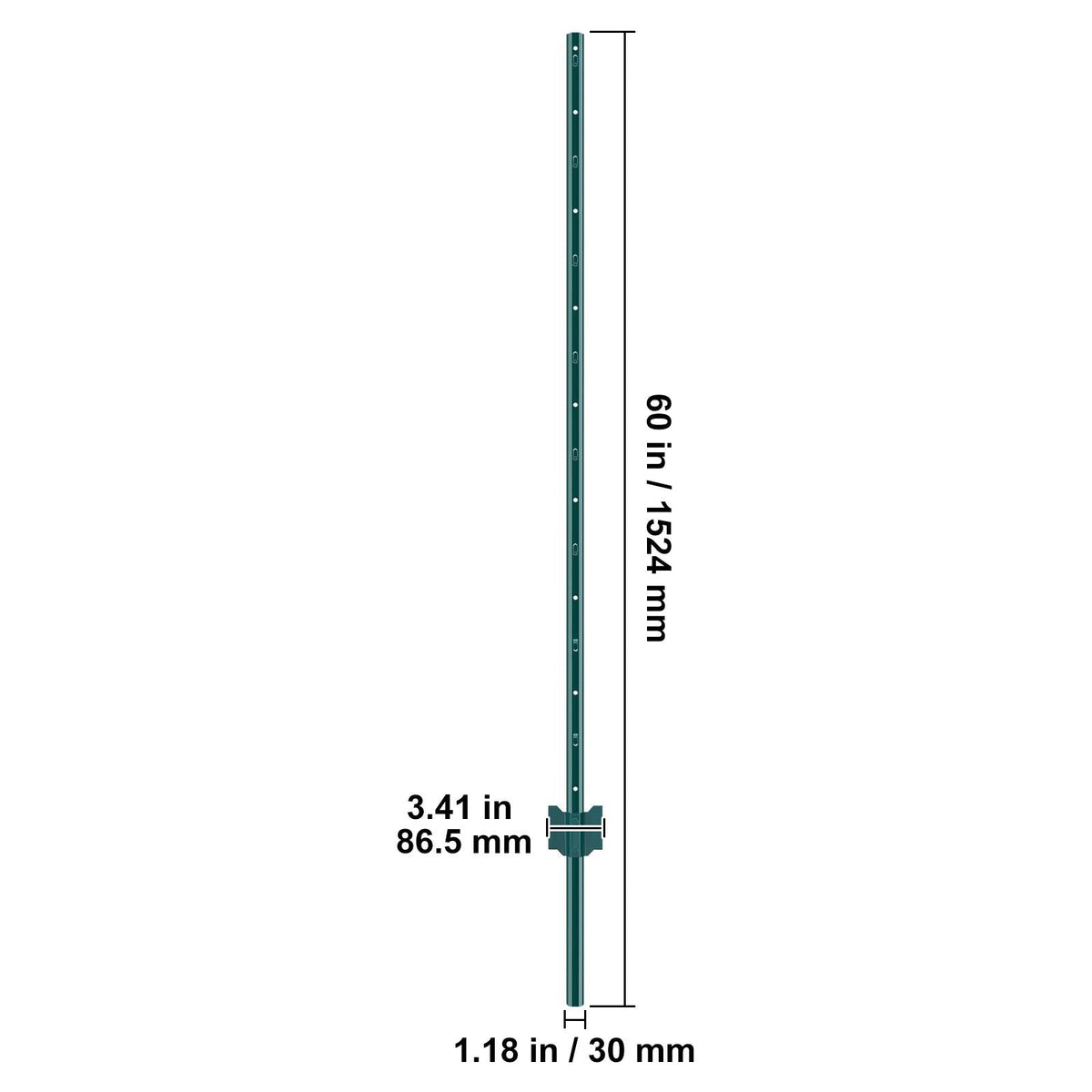 5 Feet Fence Post, 10 Pack U-Channel Heavy Duty Metal Fence Posts, Sturdy Steel Fence Stakes for Garden Yard, Lawn, Farms and Outdoor Wire Fencing, Green