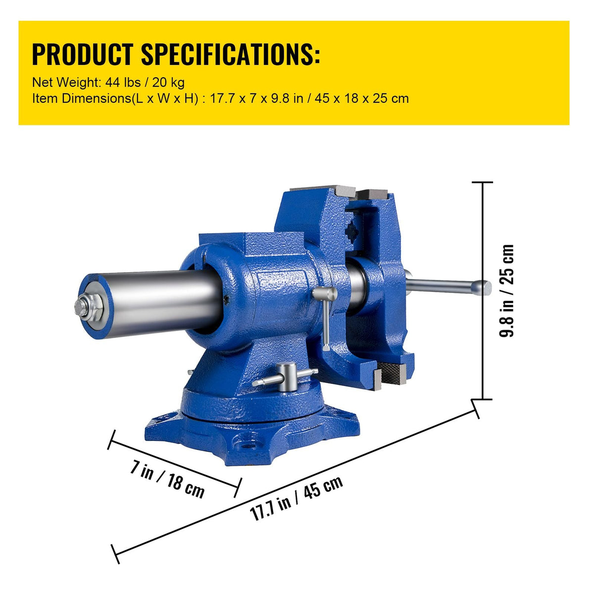 5" Heavy Duty Bench Vise, Double Swivel Rotating Vise Head/Body Rotates 360°,Pipe Vise Bench Vices 30Kn Clamping Force,for Clamping Fixing Equipment Home or Industrial Use