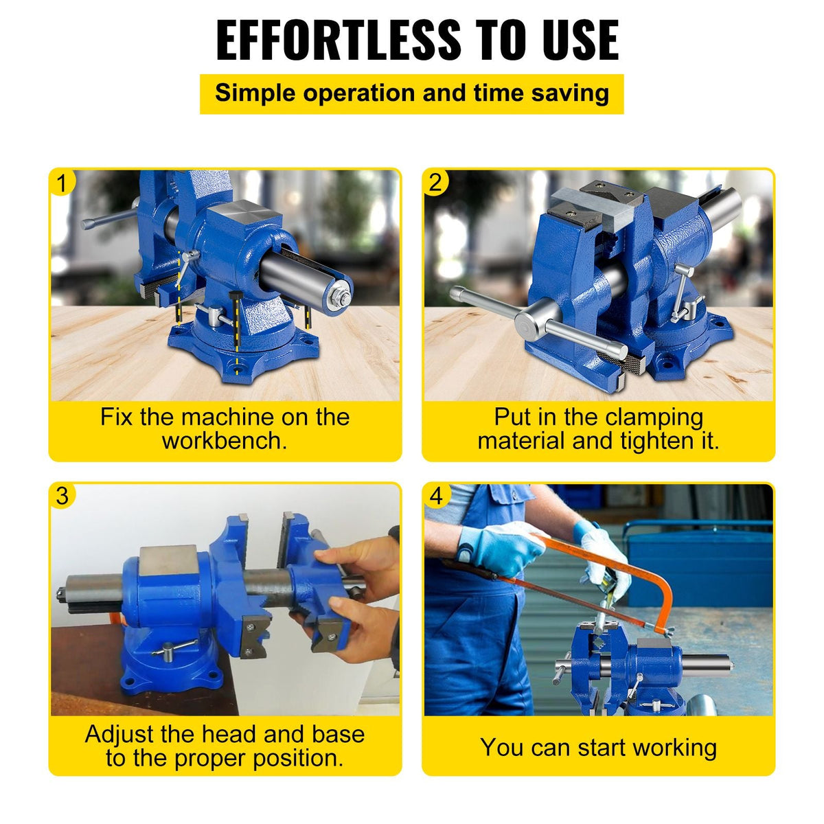 5" Heavy Duty Bench Vise, Double Swivel Rotating Vise Head/Body Rotates 360°,Pipe Vise Bench Vices 30Kn Clamping Force,for Clamping Fixing Equipment Home or Industrial Use