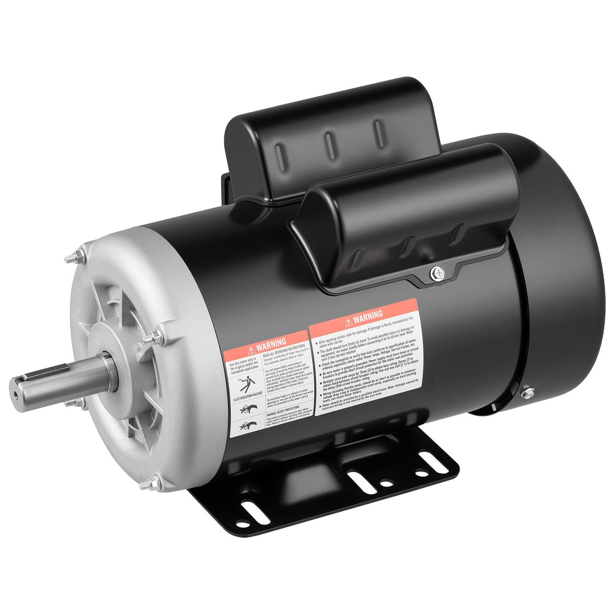 5 HP Electric Motor, 3450RPM Air Compressor Motor, CW/CCW Rotation, 0.875 inch Shaft Diameter, 2.25inch Shaft Length, 10.14N.m Torque, Single-Phase, 230V, TEFC Cooling