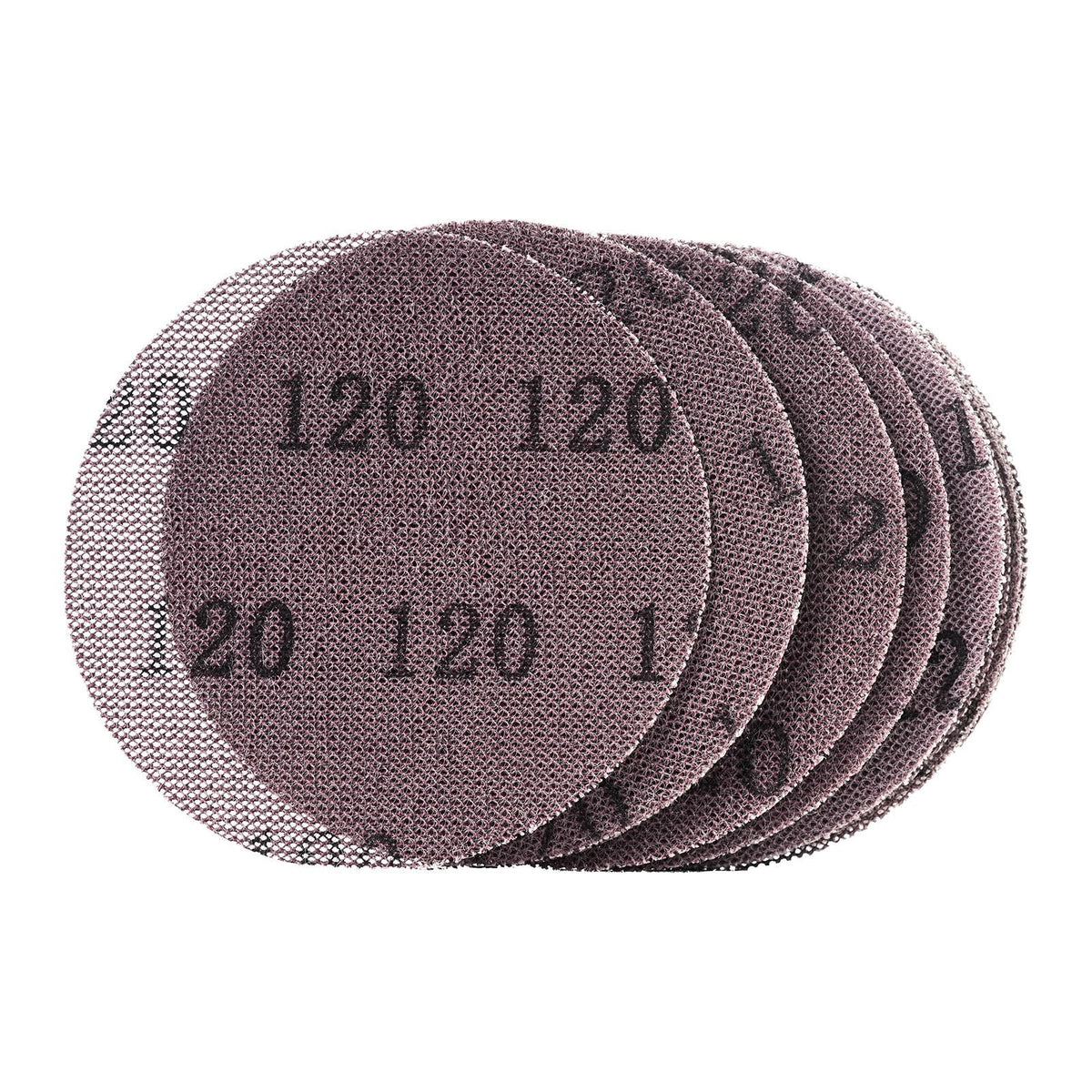 5-inch Mesh Abrasive Sanding Discs 50PCS, Grit 80/120/180/240/320 Assorted Anti-Clogging Ceramic Mesh Sandpapers, Hook-and-Loop Sanding Discs for Metal Wood Plaster, Car Body, Paint Removal