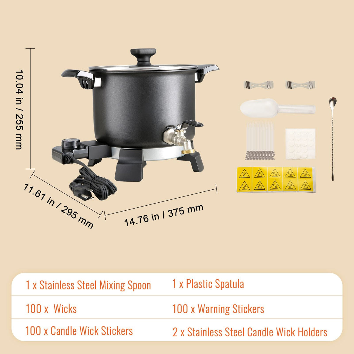 5 Liter Wax Melter for Candle Making, Large Electric Wax Melting Pot Easy Pour Spout, 4-level Temperature Control, Easy Clean for Candle Soap Cream Beauty Bulk Production Business or Home
