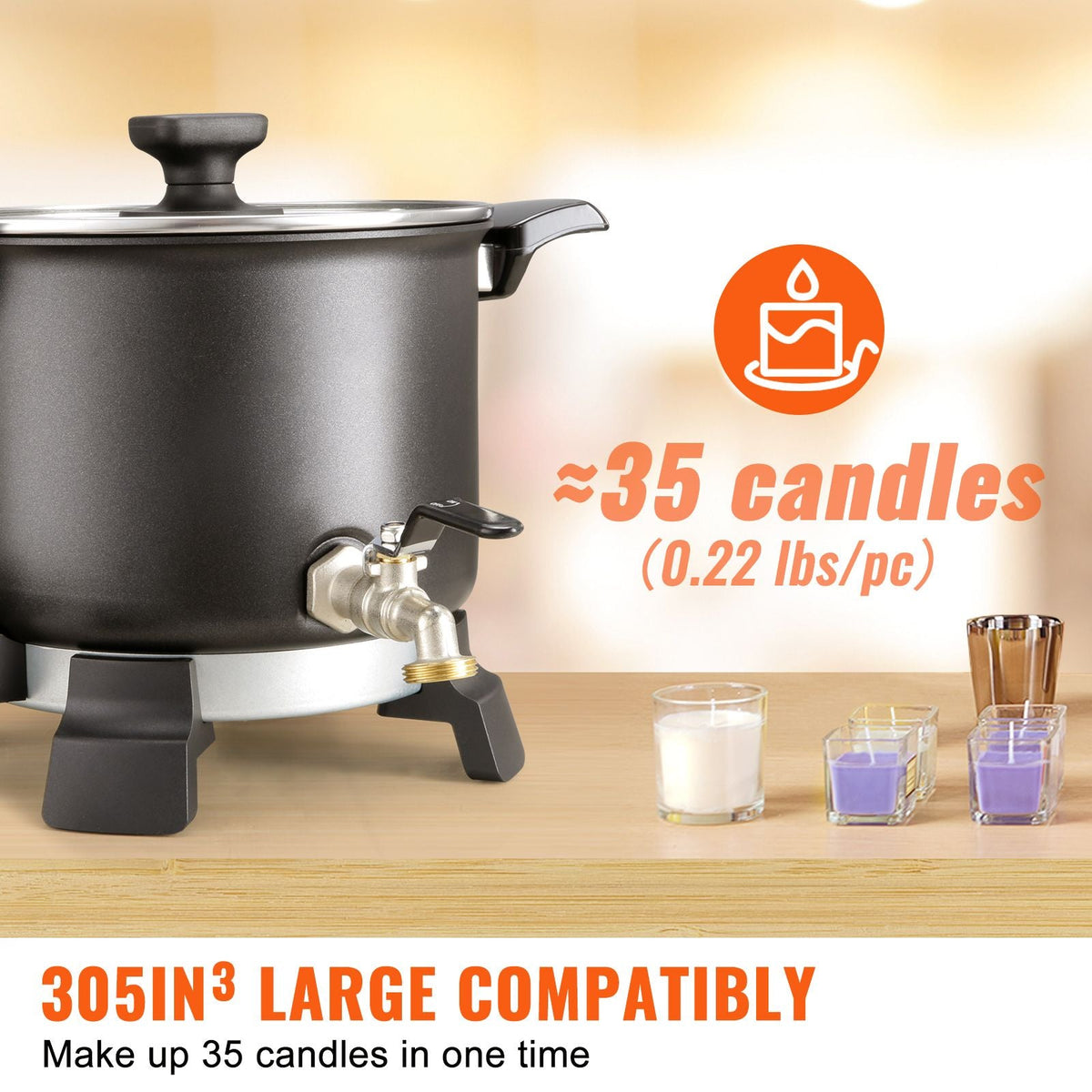 5 Liter Wax Melter for Candle Making, Large Electric Wax Melting Pot Easy Pour Spout, 4-level Temperature Control, Easy Clean for Candle Soap Cream Beauty Bulk Production Business or Home