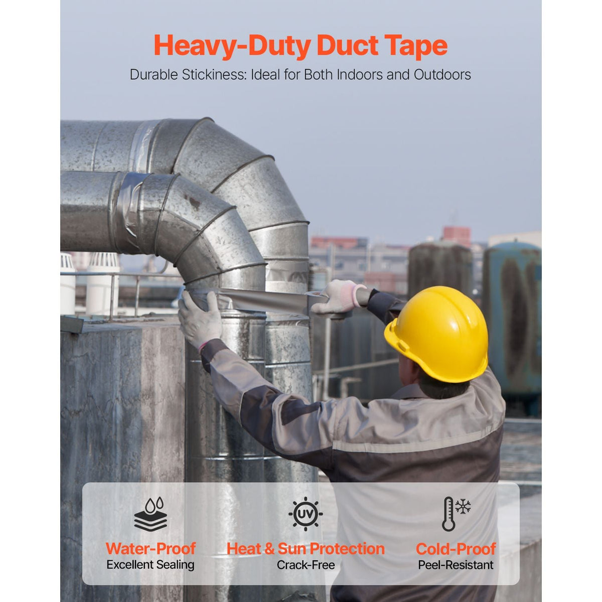 5-Pack Duct Tape, 2 in x 30 Yards, No Residue Strong Adhesive Waterproof Temperature-Resistant Heavy Duty Duct Tape, Tear by Hand, for Indoor Outdoor Repair, Industrial, All Weather, Sliver