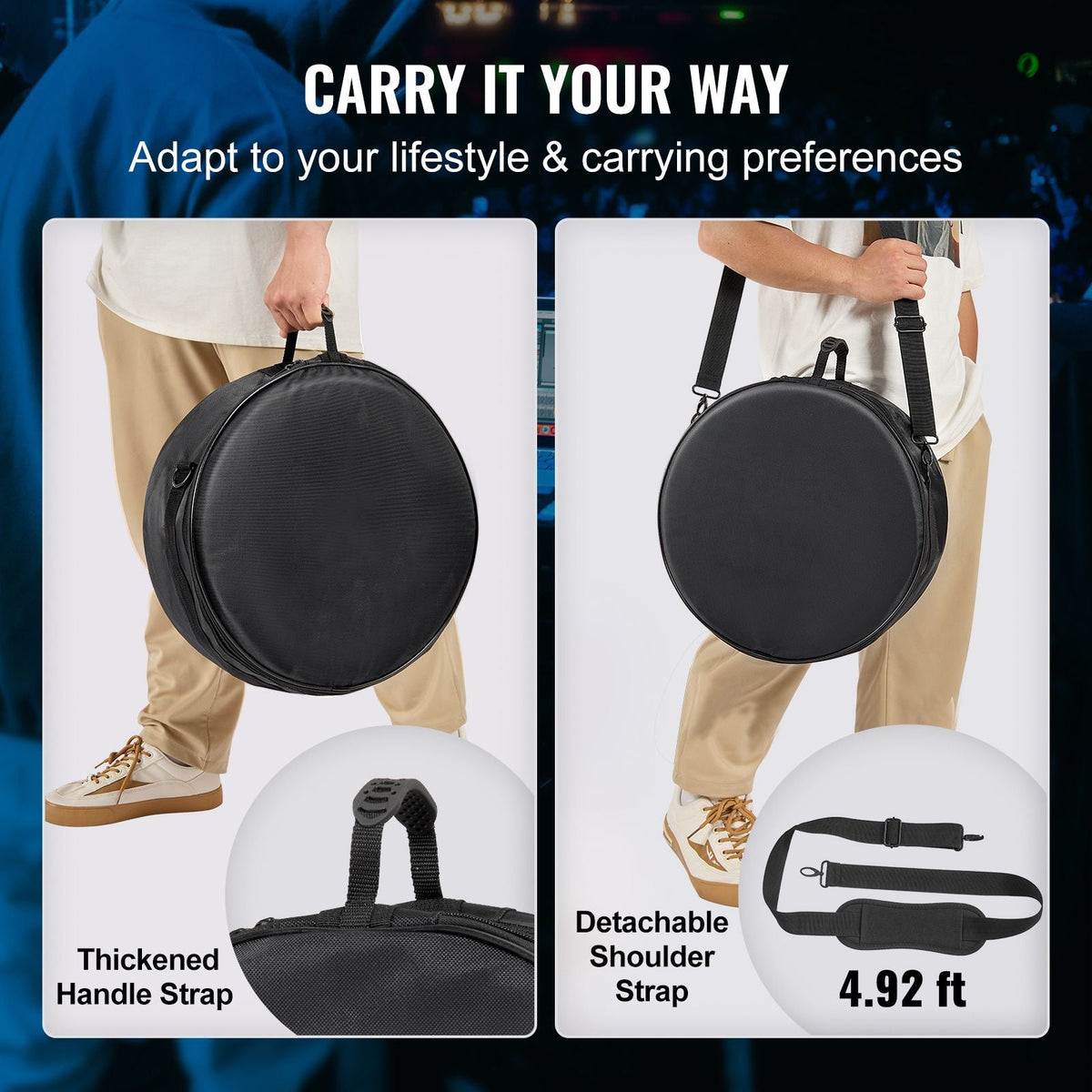 5-Piece Drum Bag Kit, Durable 1680D Oxford Material, Cushioned Cases with 1.5m Removable Shoulder Strap and Carry Handles, Collapsible, Fits 22'' Bass, 12''/13''/16'' Toms, 14'' Snare