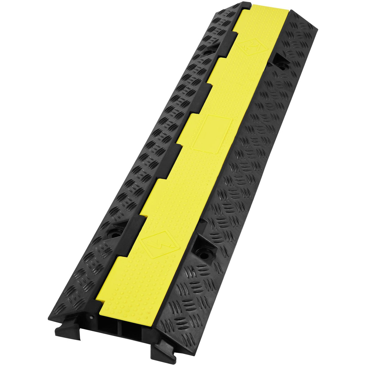 5-Piece Rubber Cable Guard, Dual Channel, 12000 lbs per Axle Load Capacity, Durable Hose & Wire Protection Ramp for Driveways, with Easy Access Top & 50 ft Caution Tape for Both Indoor & Outd
