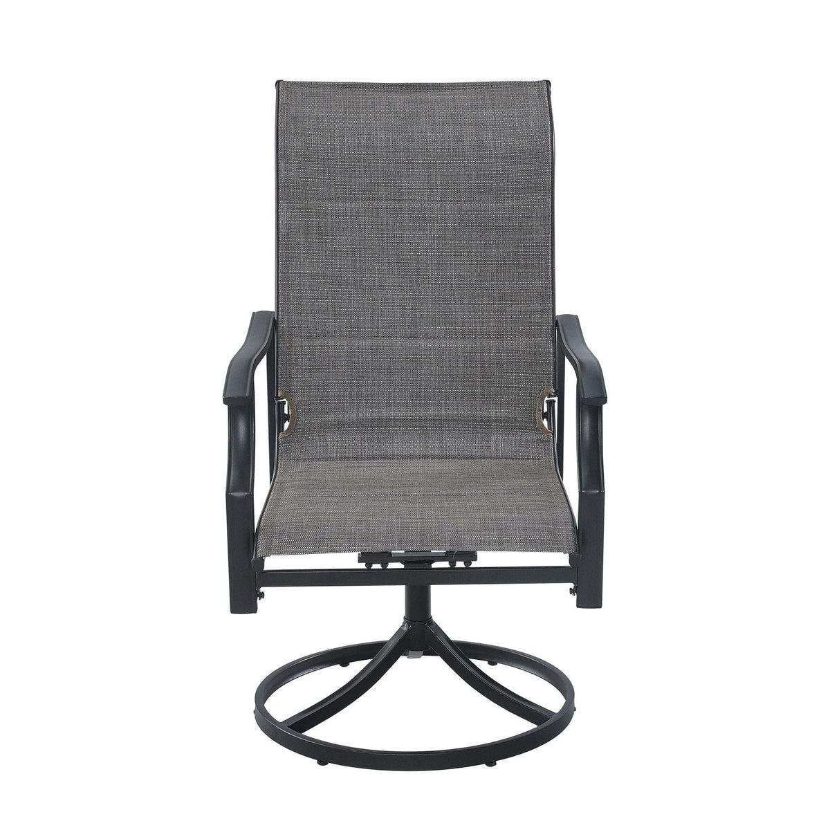 5 Pieces Patio Dining Set, Outdoor Furniture Table and Swivel Chairs Set, All Weather Garden Furniture Table Sets, Iron Patio Conversation Set with Umbrella Hole, For Lawn, Deck, Backyard, Black