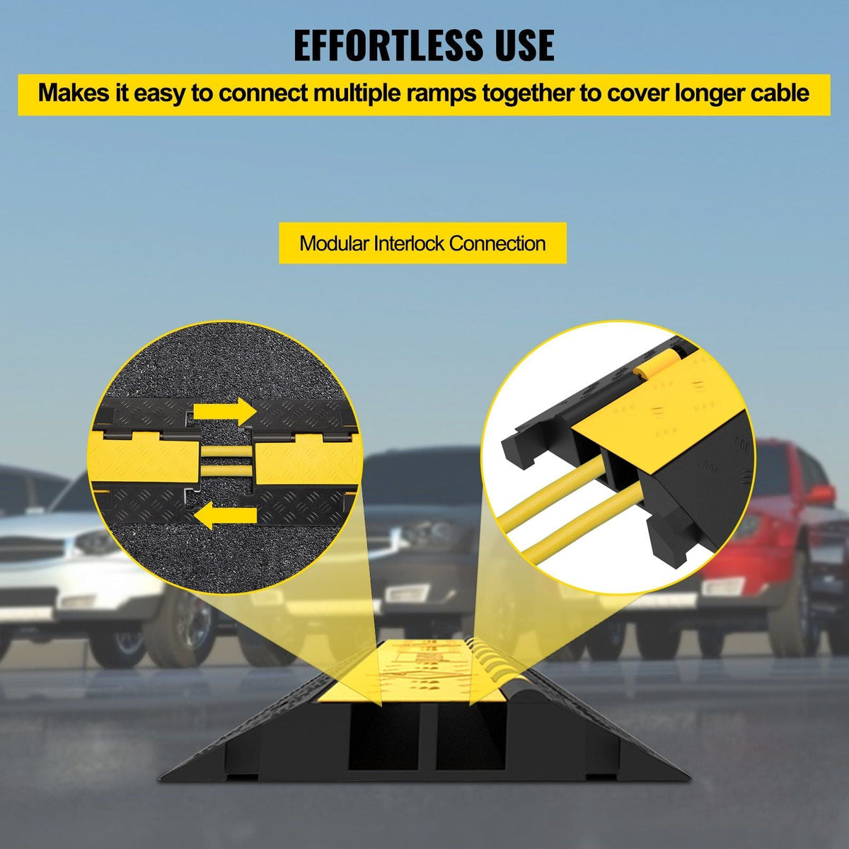 5-Set Rubber Cable Guard, Dual-Channel, Durable 66,000 lbs Capacity, Wire & Hose Protection Speed Bump for Driveways (2-Channel, 5 Sets-66,000 lbs)