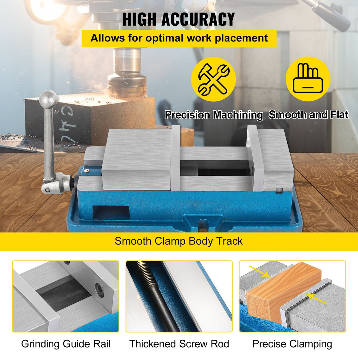 5" Super-Lock Vise For NC/CNC Machines Bench Clamp Vise High Precision, Vise Clamp Vice CNC Vise Lockdown Vise Drilling 125mm Width CNC 24KN