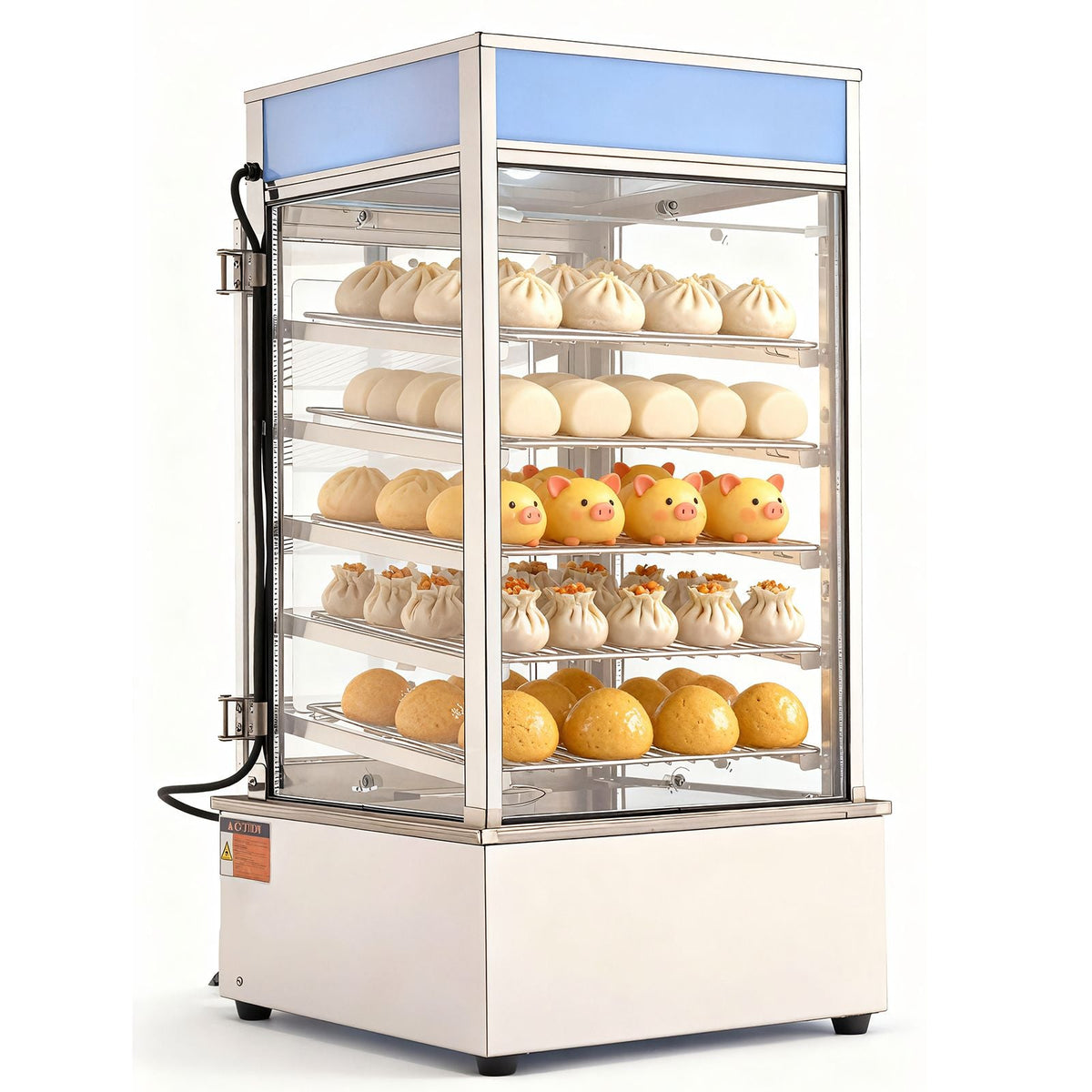 5-Tier Commercial Food Warmer Display, 1200W Food Display Warmer with LED Light, Adjustable Shelf & Stainless Steel Frame, 86-230 Fahrenheit Steam Heating, 120L for Hamburger, Pizza, Bread