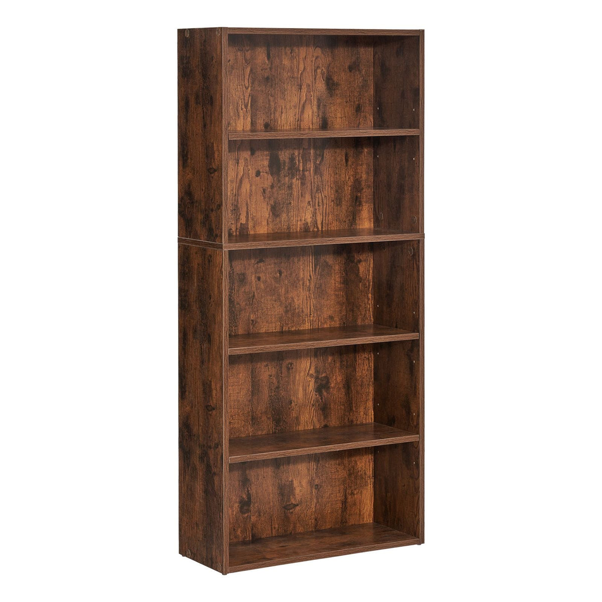 5 Tiers Narrow Bookshelf, 53 in Wooden Open Bookcase with Height-Adjustable Shelf, Freestanding Tall Display Storage Floor Bookcase Bookshelf for Library, Bedroom, Living Room, Office, Brown