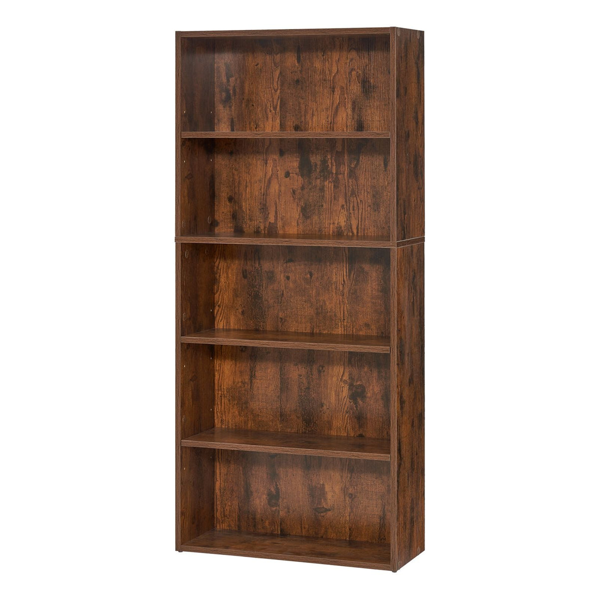5 Tiers Narrow Bookshelf, 53 in Wooden Open Bookcase with Height-Adjustable Shelf, Freestanding Tall Display Storage Floor Bookcase Bookshelf for Library, Bedroom, Living Room, Office, Brown