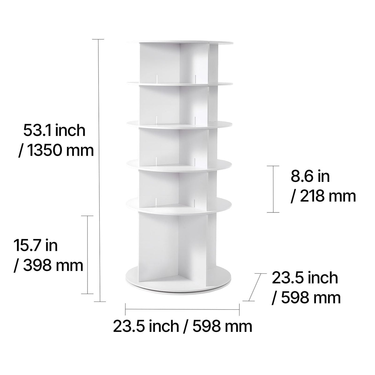 5 Tiers Rotating Shoe Rack Tower, 360° Spinning Shoe Rack, Revolving Storage Round Carousel Display, Freestanding Lazy Susan Organizer Display for Bedroom, Living Room, Entryway, Closet, White