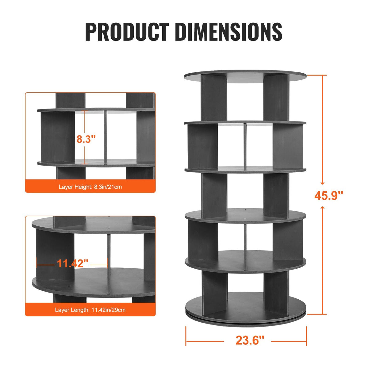 5 Tiers Rotating Shoe Rack Tower, 360°Spinning Shoe Display, Revolving Shoe Rack Storage Round Carousel, Lazy Susan Shoe Rack Organizer, Ideal for Bedroom, Living Room, Entryway, Black