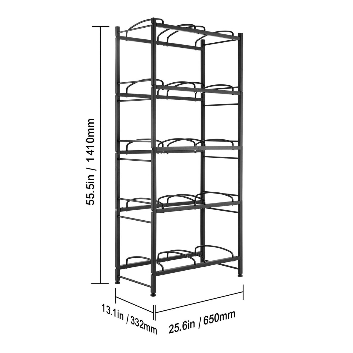 5 Tiers Water Jug Holder, 5 Gallon Water Bottle Holder, Double Row Water Bottle Rack for 10 Bottles, Heavy Duty Water Jug Rack for Kitchen, Office, Living Room, Black
