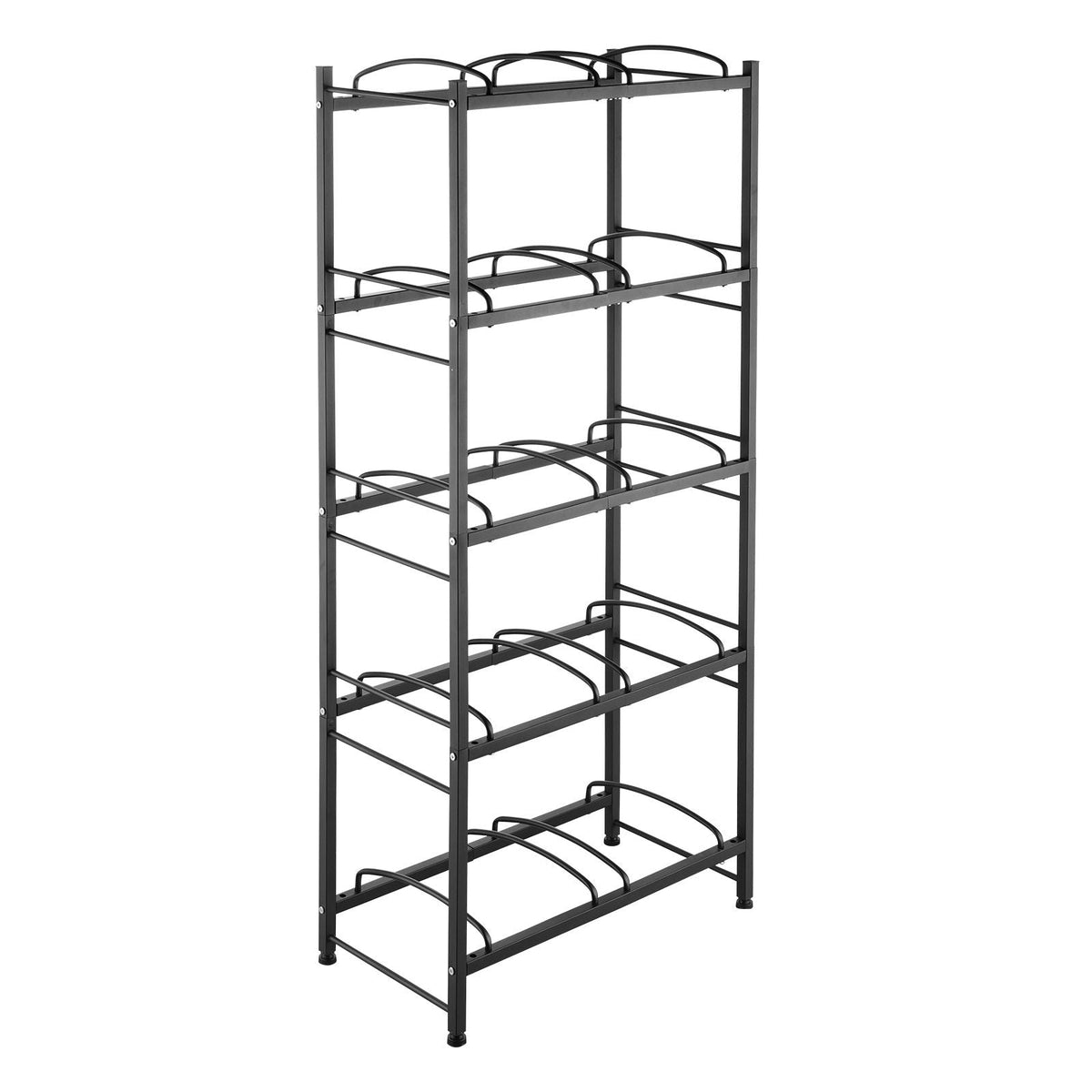 5 Tiers Water Jug Holder, 5 Gallon Water Bottle Holder, Double Row Water Bottle Rack for 10 Bottles, Heavy Duty Water Jug Rack for Kitchen, Office, Living Room, Black