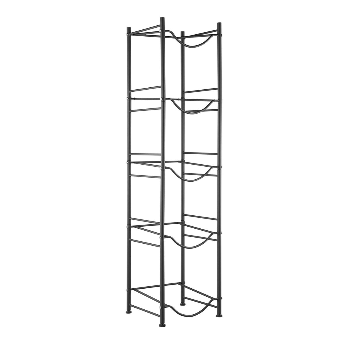 5 Tiers Water Jug Holder, 5 Gallon Water Bottle Holder, Single Row Water Bottle Rack for 5 Bottles, Heavy Duty Water Jug Rack for Kitchen, Office, Living Room, Black