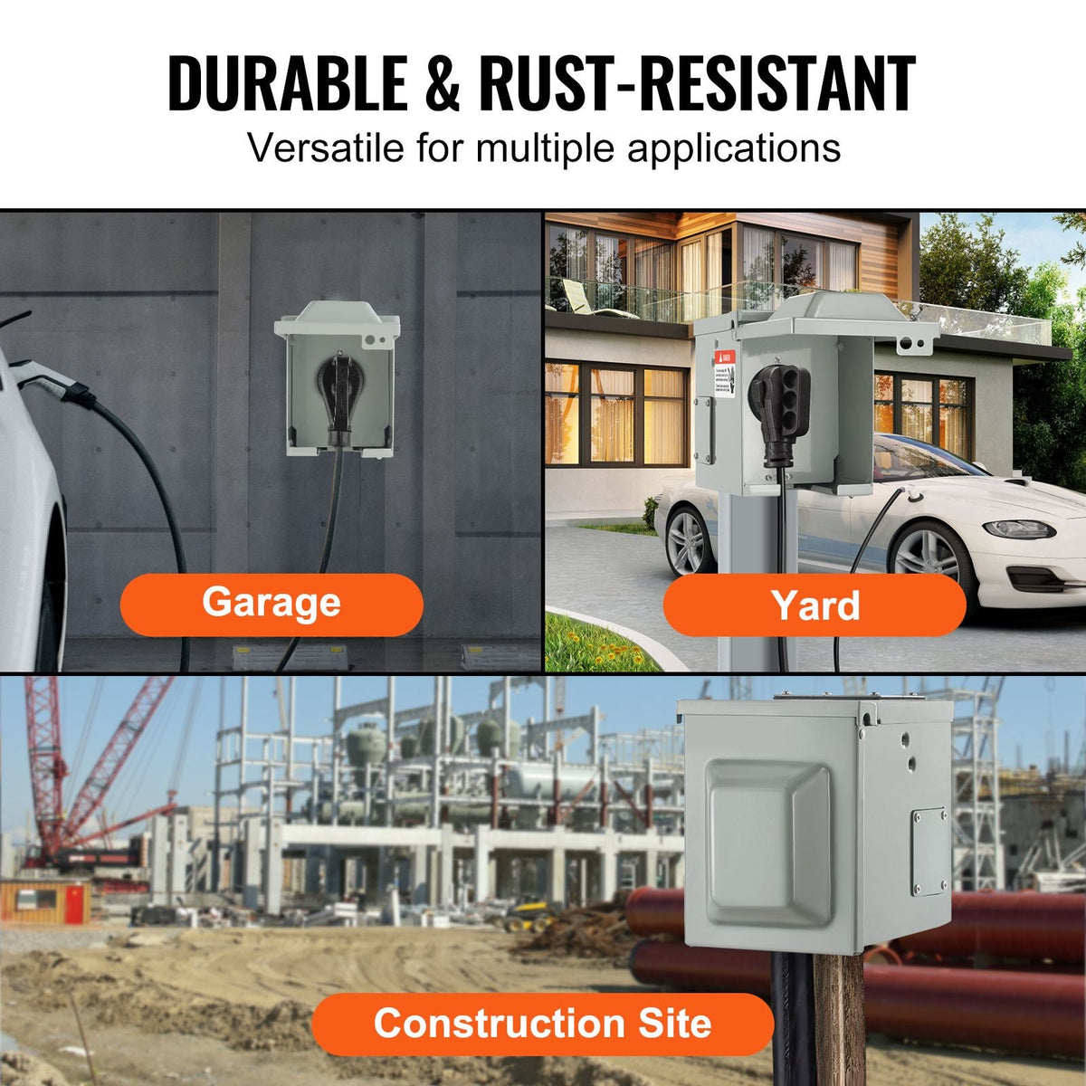 50 Amp RV Power Outlet Box, 125/250 Volt, Enclosed Lockable Outdoor RV Receptacle Box, NEMA 14-50R Weatherproof Electrical Panel, for RV Camper Trailer Motorhome