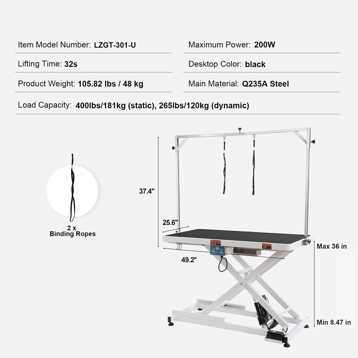 50" Electric Pet Grooming Table, Heavy Duty Dog Grooming Arm for Large Dogs, Height Adjustable Dog Grooming Station, Anti Slip Tabletop/Dog Grooming Station, Max Bearing 400LBS