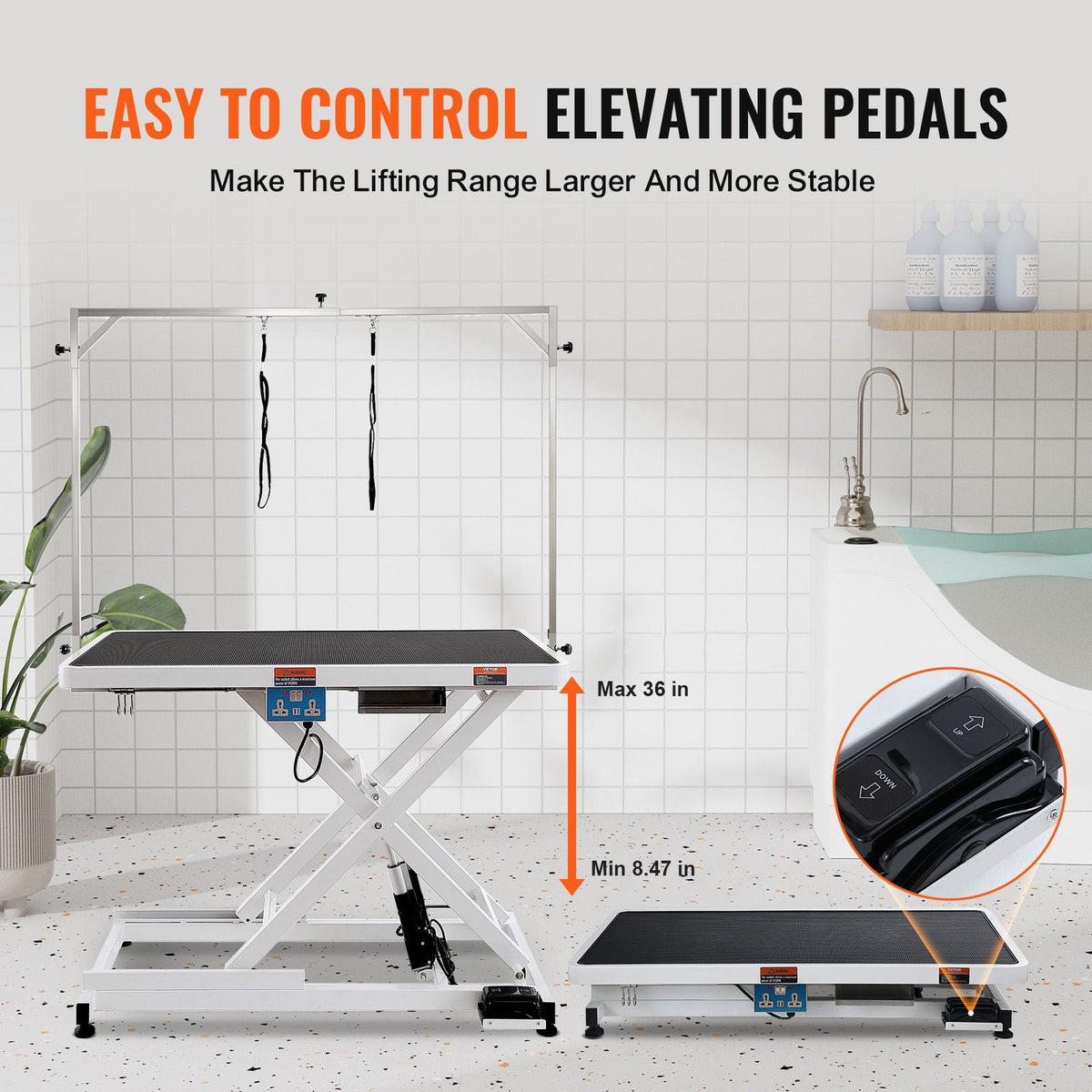 50" Electric Pet Grooming Table, Heavy Duty Dog Grooming Arm for Large Dogs, Height Adjustable Dog Grooming Station, Anti Slip Tabletop/Dog Grooming Station, Max Bearing 400LBS