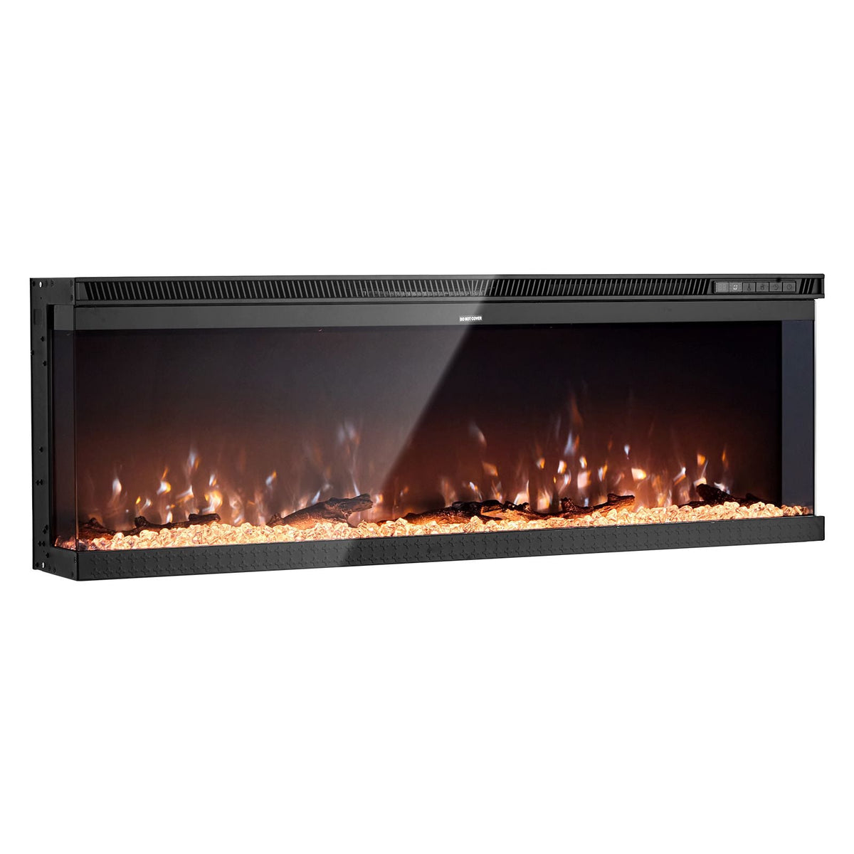 50 inch Electric Fireplace, Three-Sided Glass Wall Mounted Recessed Fire Place with Remote Control, Timer, 1500W, Adjustable Flame Color Brightness,Overheat Protection, for Living Room,Bedroom