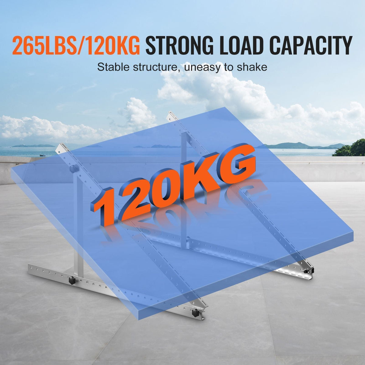 50-Inch Solar Panel Mounting Brackets, 0 to 90° Adjustable Tilt Mount Brackets Support 100-550W Solar Panels, Lightweight Aluminum Brackets with Folding Tilt Legs for RV, Roof, Boat, Off-Grid