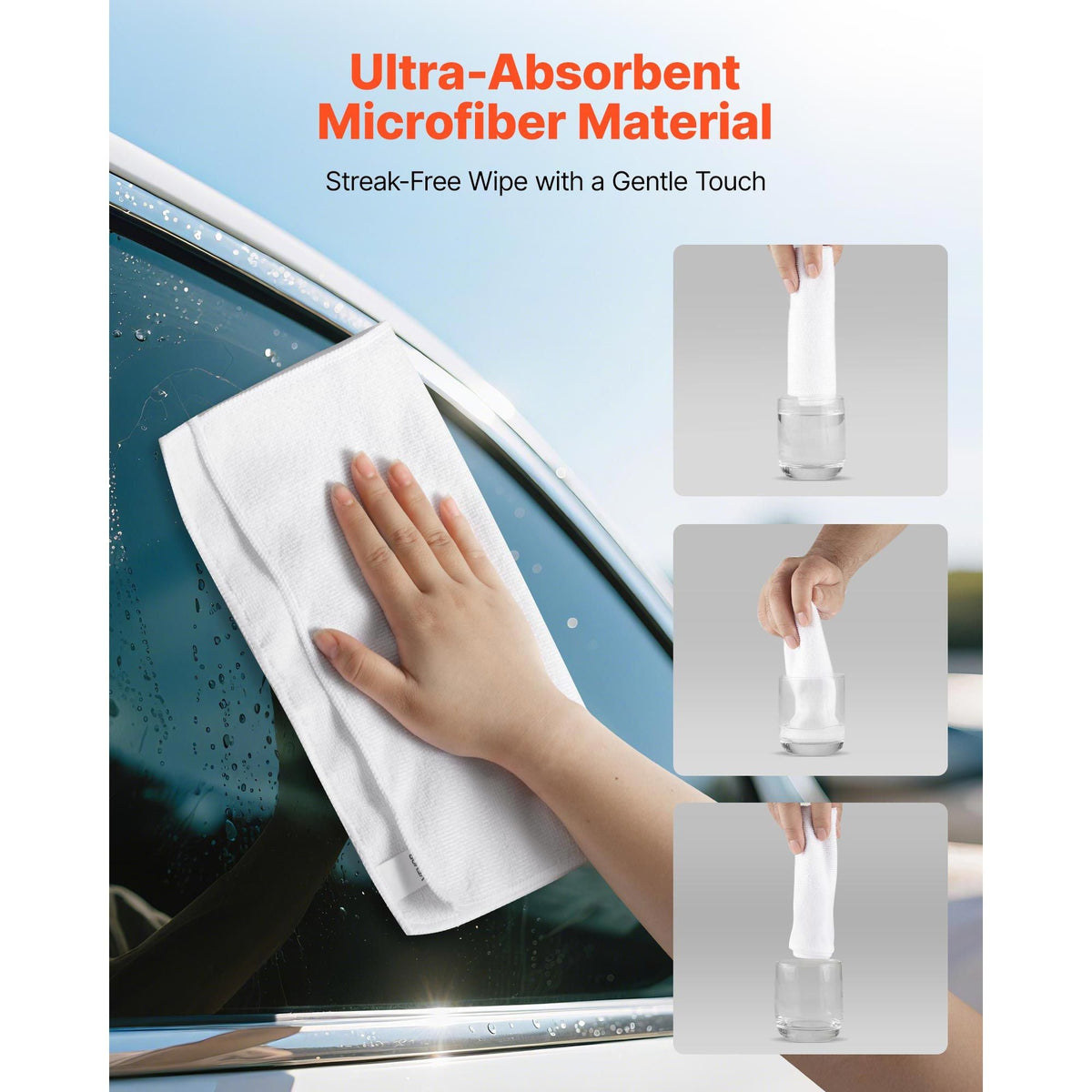 50 Pack White Microfiber Cleaning Cloth, 12 x 12 in Premium Microfiber Towels, Lint-Free and Scratch-Free, Absorbent Cleaning Rags for Car, Household, Kitchen, Window, SPA, Hotel & Bathroom
