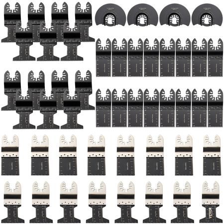 50 PCS Oscillating Saw Blades, Quick Release Multitool Blades Kit, HCS Tool Blades for Wood Plastic Metal Nails Bolts, Compatible with Dewalt Dremel Fein Worx Bosch Makita Milwaukee