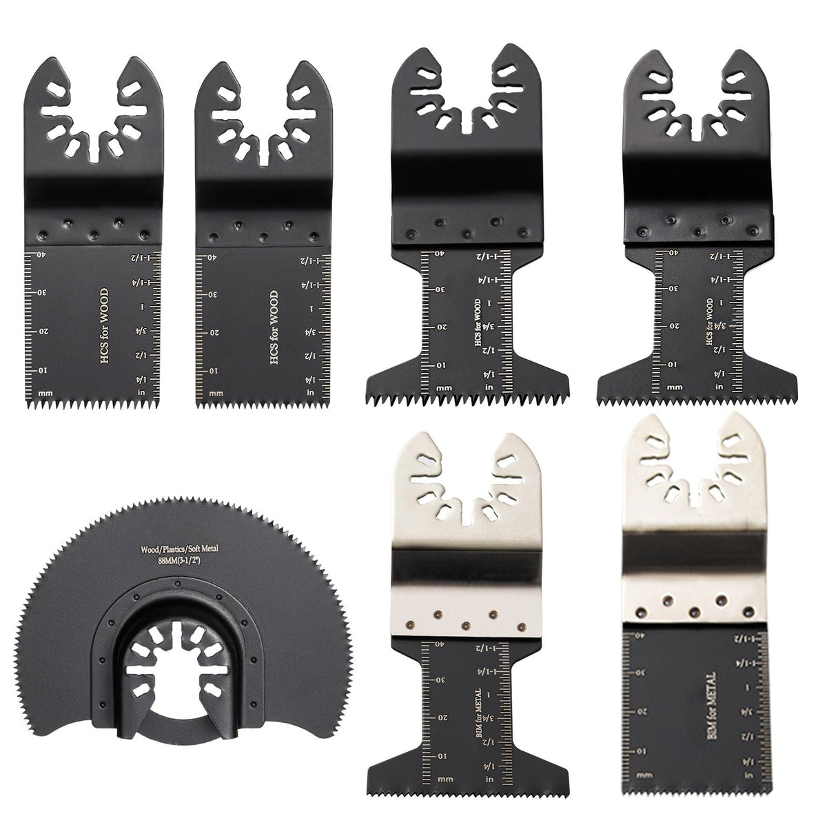 50 PCS Oscillating Saw Blades, Quick Release Multitool Blades Kit, HCS Tool Blades for Wood Plastic Metal Nails Bolts, Compatible with Dewalt Dremel Fein Worx Bosch Makita Milwaukee