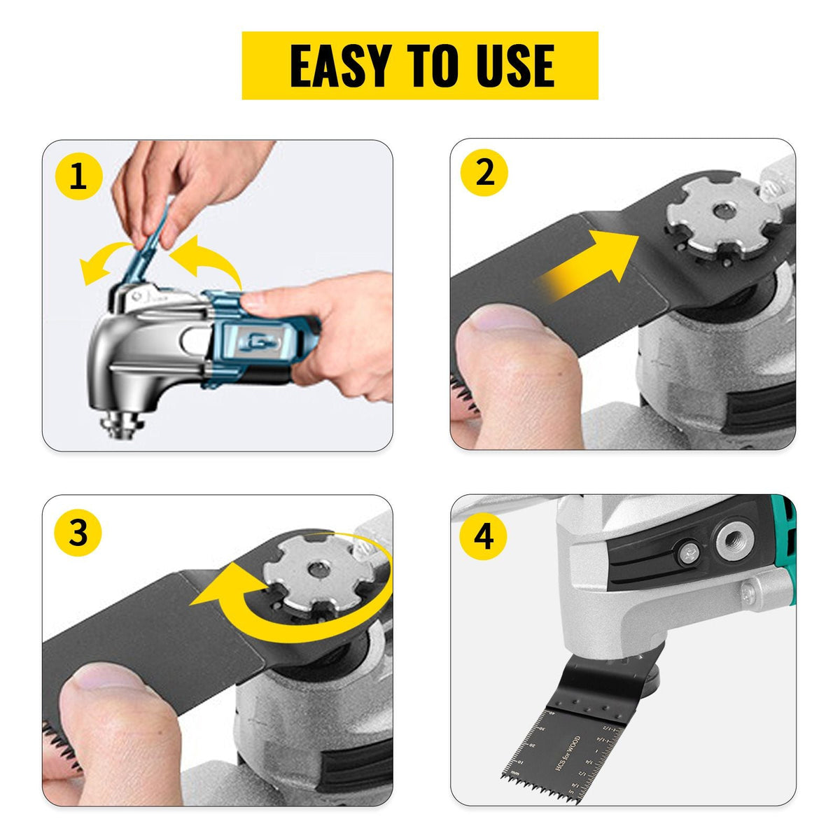50 PCS Oscillating Saw Blades, Quick Release Multitool Blades Kit, HCS Tool Blades for Wood Plastic Metal Nails Bolts, Compatible with Dewalt Dremel Fein Worx Bosch Makita Milwaukee