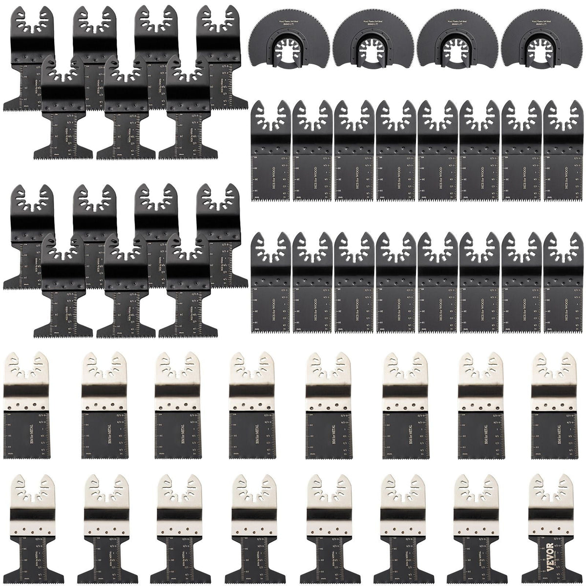 50 PCS Oscillating Saw Blades, Quick Release Multitool Blades Kit, HCS Tool Blades for Wood Plastic Metal Nails Bolts, Compatible with Dewalt Dremel Fein Worx Bosch Makita Milwaukee