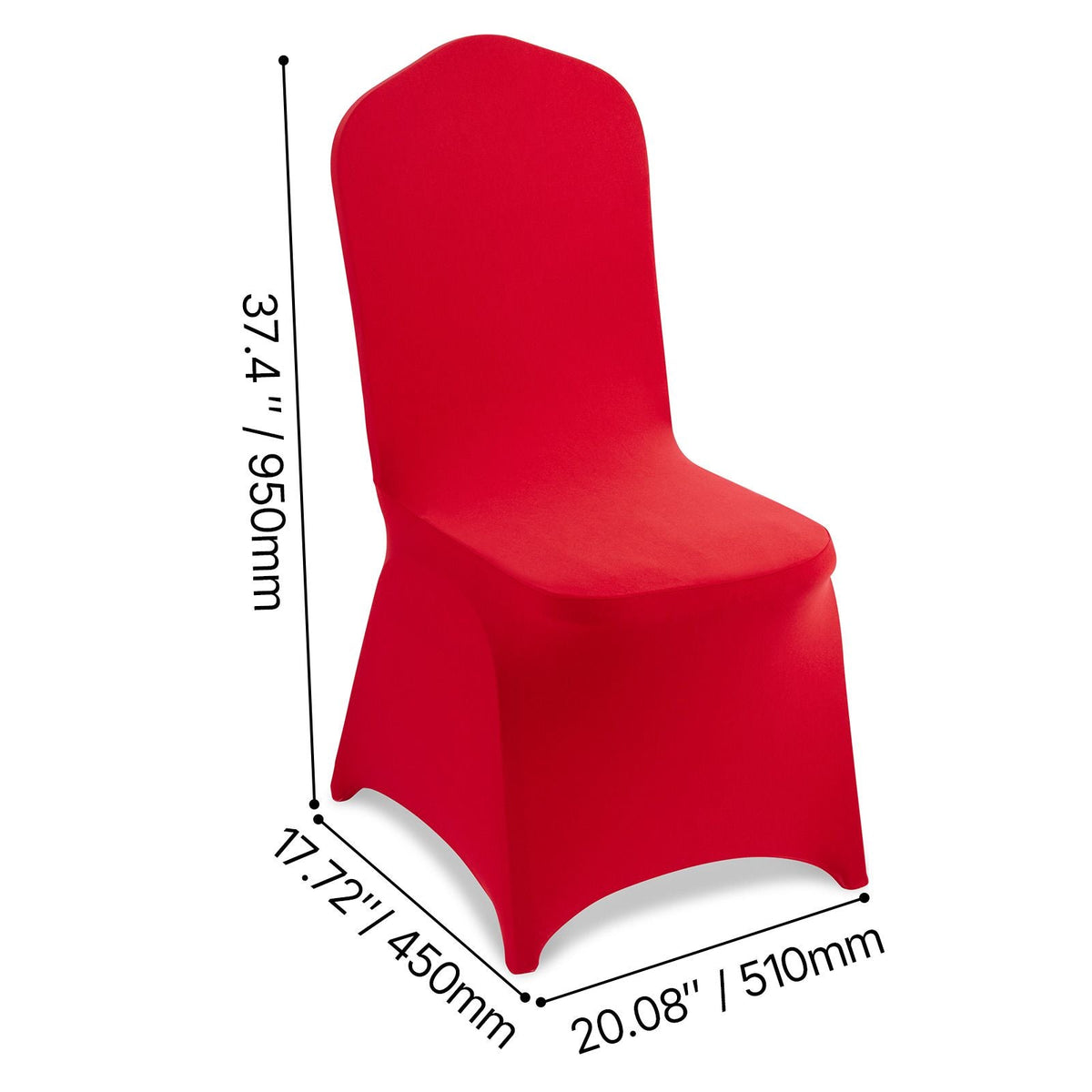 50 Pcs Red Chair Covers, Polyester Spandex Chair Cover, Stretch Slipcovers for Wedding Party Dining Banquet Flat-Front Chair Covers, Fits Chair Measures up to 20.08 x 17.72 x 37.4 inch