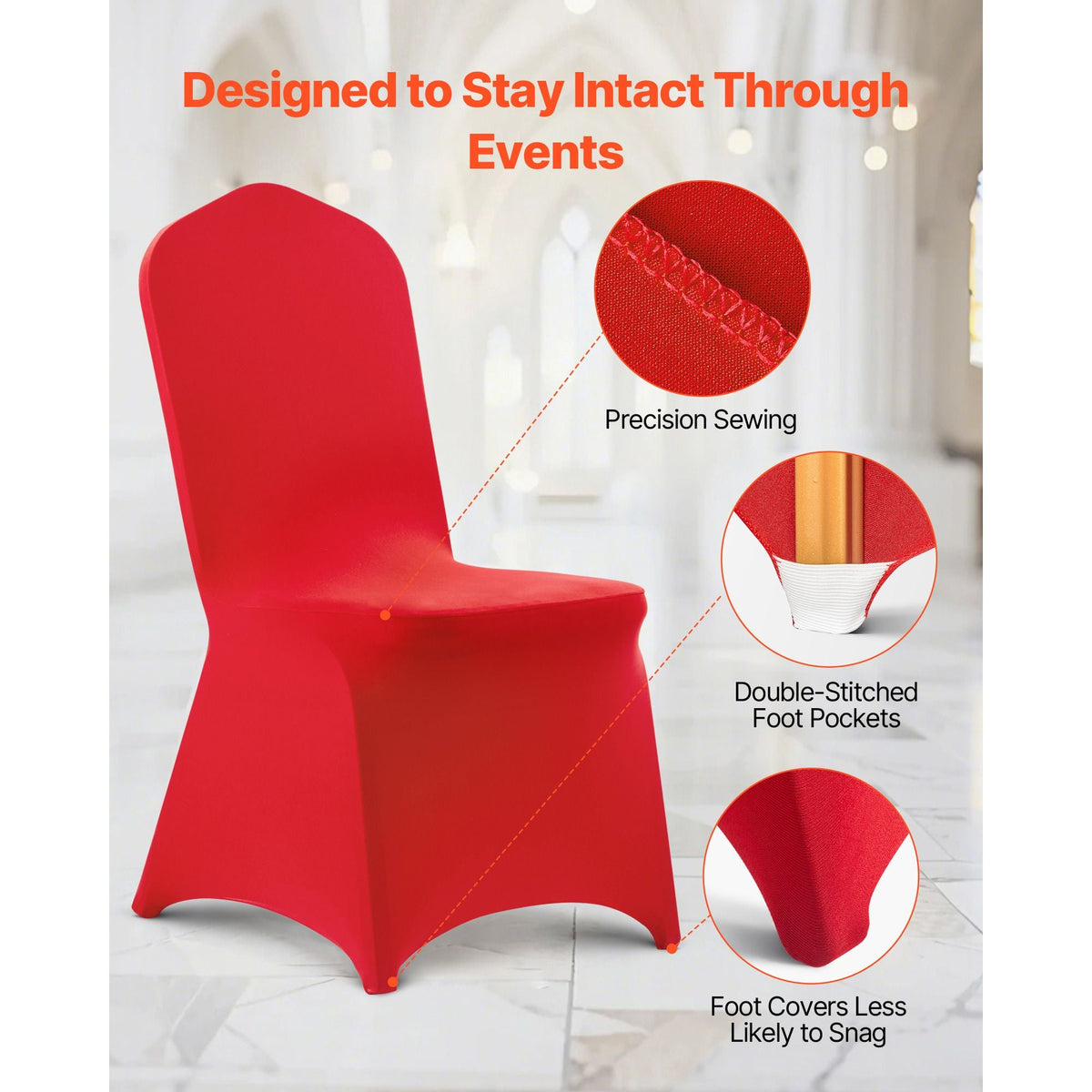 50 Pcs Red Chair Covers, Polyester Spandex Chair Cover, Stretch Slipcovers for Wedding Party Dining Banquet Flat-Front Chair Covers, Fits Chair Measures up to 20.08 x 17.72 x 37.4 inch