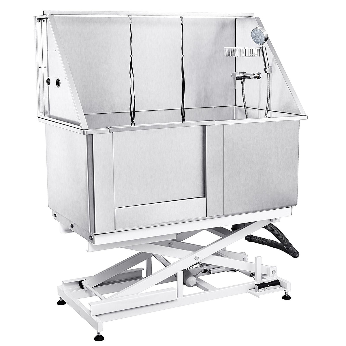 50" Pet Dog Bathing Station Electric Height Adjustment, Professional Stainless Steel Dog Grooming Tub w/ Soap Box, Faucet,Rich Accessory,Bathtub for Multiple Pets, Washing Sink for Home(Left)