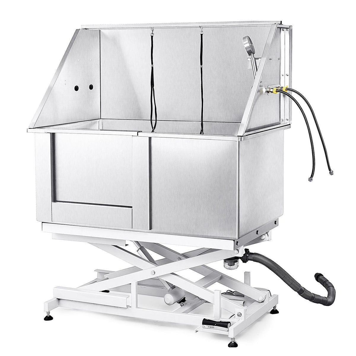 50" Pet Dog Bathing Station Electric Height Adjustment, Professional Stainless Steel Dog Grooming Tub w/ Soap Box, Faucet,Rich Accessory,Bathtub for Multiple Pets, Washing Sink for Home(Left)