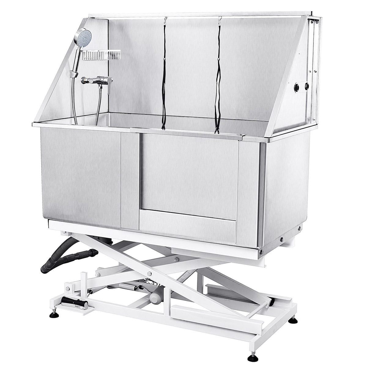 50" Pet Dog Bathing Station Electric Height Adjustment, Professional Stainless Steel Dog Grooming Tub w/ Soap Box, Faucet,Rich Accessory,Bathtub for Multiple Pets, Washing Sink for Home(Right)
